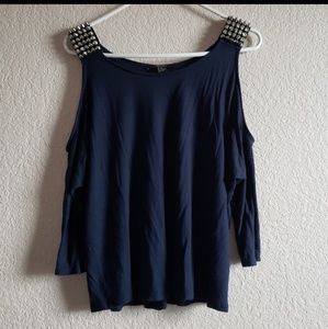 Forever 21 blue cold shoulder & silver studs M